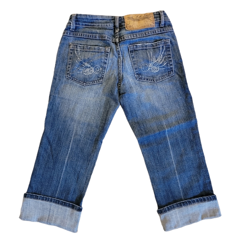 Vintage Rare Kik Girl Sparrow Skeleton Rockabilly Low-rise Capri Size 0